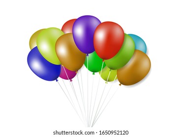 illustration of a realistic colorful balloons collection