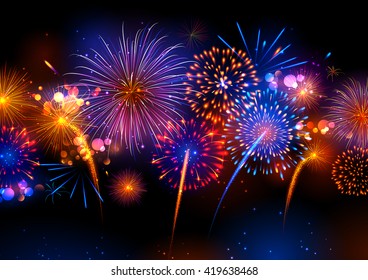 illustration of Realistic colorful Fireworks
