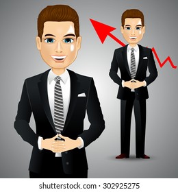 illustration of realistic confident businessman with crossed hands