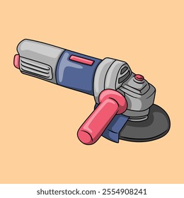 Illustration of a realistic cordless grinder woodworking tool