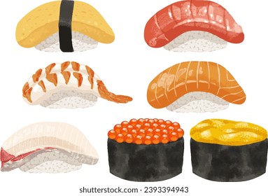 Ilustración de sushi realista y delicioso