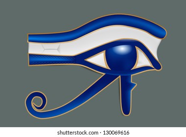 Illustration of realistic eye of Ra on gray background