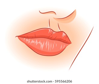 Illustration of realistic female lips.