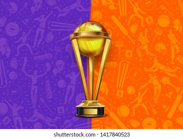 illustration of Realistic Golden Cup Trophy for Cricket sport tournament game