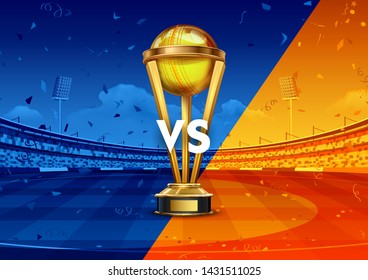 illustration of Realistic Golden Cup Trophy for Cricket sport tournament game
