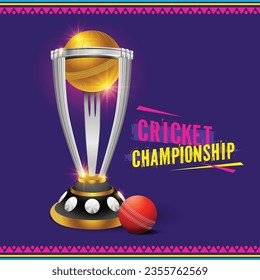 illustration of Realistic Golden Cup Trophy for Cricket sport championship