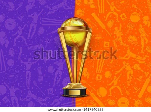 illustration of Realistic Golden Cup Trophy for\
Cricket sport tournament\
game