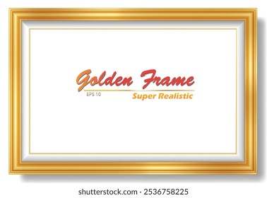 An Illustration of Realistic Golden Frame for Photography and Print Projects. 