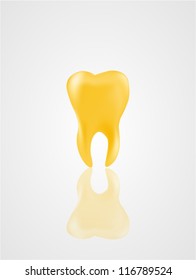 Illustration of realistic golden tooth