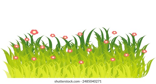 
Illustration of realistic green Grass, Spring meadow and summer grass. Natural landscape vector illustration.