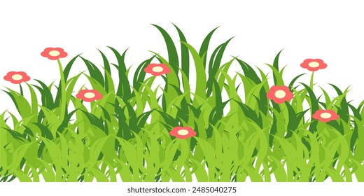 
Illustration of realistic green Grass, Spring meadow and summer grass. Natural landscape vector illustration.