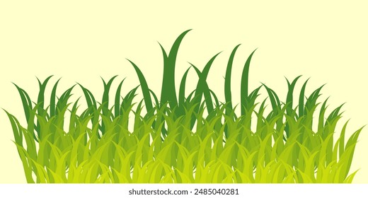 
Ilustración de hierba verde realista, pradera de primavera y hierba de verano. Ilustración vectorial natural.
