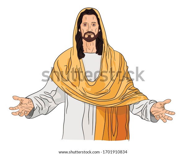 Illustration Realistic Jesus Christ Welcome You Stock Vector (Royalty ...