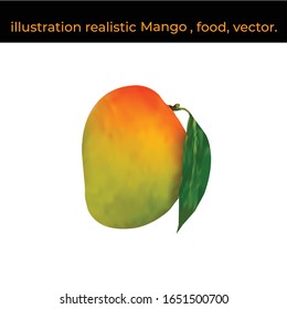 illustration realistic mango,food, vector. EPS