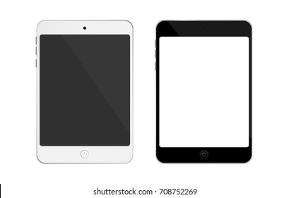 Illustration Realistic Mock up of Black and White Tablet blank screen isolate Vector with white background