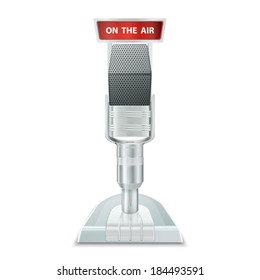 Illustration of realistic retro microphone with space for text
