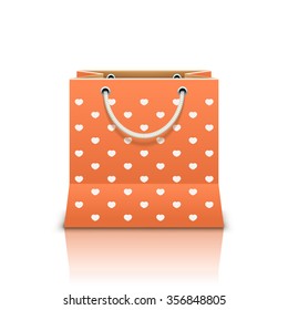 illustration of realistic shopping bag with shadow and reflection on white background