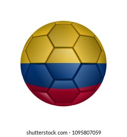 illustration of realistic soccer ball painted in the national flag of Colombia for mobile concept and web apps. Illustration of national soccer ball can be used for web and mobile on white background