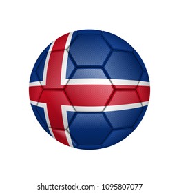 illustration of realistic soccer ball painted in the national flag of Iceland for mobile concept and web apps. Illustration of national soccer ball can be used for web and mobile on white background