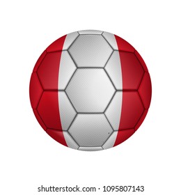 illustration of realistic soccer ball painted in the national flag of Peru for mobile concept and web apps. Illustration of national soccer ball can be used for web and mobile on white background