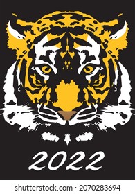 Illustration of a realistic tiger face facing the front