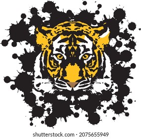 Illustration of a realistic tiger face facing the front