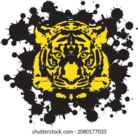 Illustration of a realistic tiger face facing the front