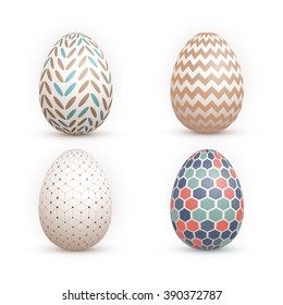 Illustration of Realistic Vector 3D Easter Egg Set. Happy Easter Painted Vector EPS10 Egg Set Isolated on White Background