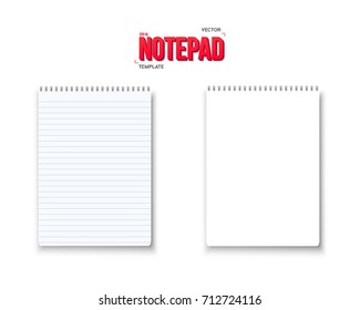 Illustration of Realistic Vector Blank Notepad TextBook Icon. Vector Notepad Template Set