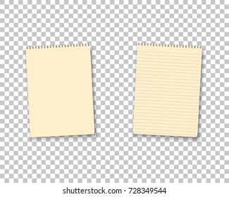 Illustration of Realistic Vector Blank Notepad TextBook Icon. Vector Notepad Template Set