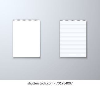 Illustration of Realistic Vector Blank Notepad TextBook Icon. Vector Notepad Template Set