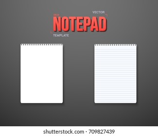 Illustration of Realistic Vector Blank TextBook Icon. Vector Notepad Template