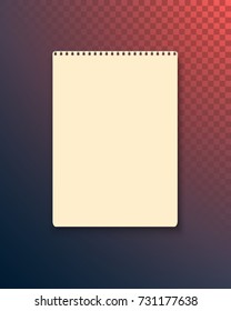 Illustration of Realistic Vector Blank TextBook Icon. Vector Notepad Template