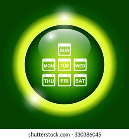 Illustration of Realistic Vector Calendar Icon made in Trendy Flat Style. Set of Every Day of a Week Calendar Icons.
