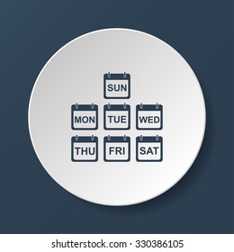 Illustration of Realistic Vector Calendar Icon made in Trendy Flat Style. Set of Every Day of a Week Calendar Icons.