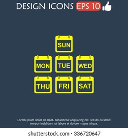 Illustration of Realistic Vector Calendar Icon made in Trendy Flat Style. Set of Every Day of a Week Calendar Icons.