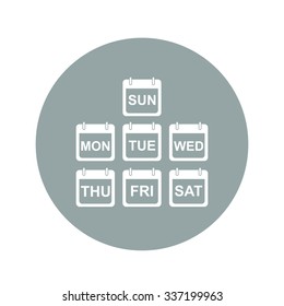 Illustration of Realistic Vector Calendar Icon made in Trendy Flat Style. Set of Every Day of a Week Calendar Icons.