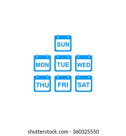 Illustration of Realistic Vector Calendar Icon made in Trendy Flat Style. Set of Every Day of a Week Calendar Icons.