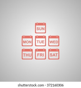 Illustration of Realistic Vector Calendar Icon made in Trendy Flat Style. Set of Every Day of a Week Calendar Icons.