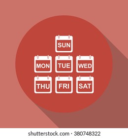 Illustration of Realistic Vector Calendar Icon made in Trendy Flat Style. Set of Every Day of a Week Calendar Icons.