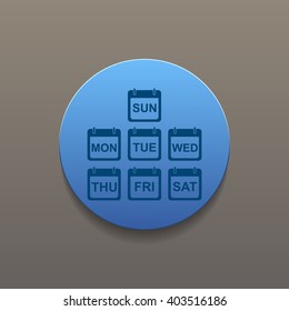 Illustration of Realistic Vector Calendar Icon made in Trendy Flat Style. Set of Every Day of a Week Calendar Icons.