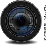 Illustration Realistic Vector Camera Lens Black color 