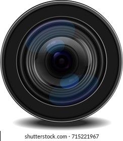 Illustration Realistic Vector Camera Lens Black color 