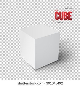 Illustration of Realistic Vector Cube Template. Vector EPS10 Grey Paper Cube Isolated on Transparent PS Style Background