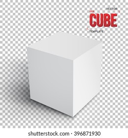 Illustration of Realistic Vector Cube Template. Vector EPS10 Grey Paper Cube Isolated on Transparent PS Style Background