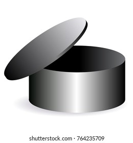 Illustration of Realistic Vector Cylindrical box with an open lid. Template Isolated on White Background