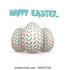 Illustration of Realistic Vector Easter Egg Set. Happy Easter Painted Vector Egg Set with DOF Effect Isolated on White Background