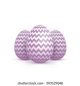 Illustration of Realistic Vector Easter Egg Icon. Painted Vector Egg Set Isolated on White Background with Shallow Depth of Field DOF Effect 