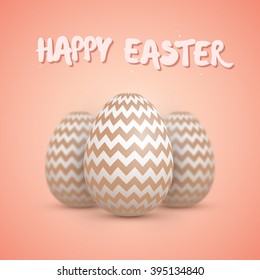 Illustration of Realistic Vector Easter Egg Set. Happy Easter Painted Vector Egg Set with DOF Depth of Field Photography Effect