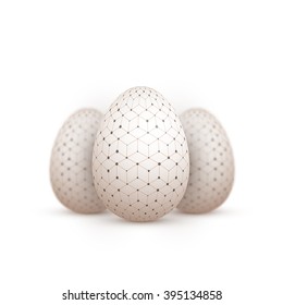 Illustration of Realistic Vector Easter Egg Icon. Painted Vector Egg Set Isolated on White Background with Shallow Depth of Field DOF Effect 